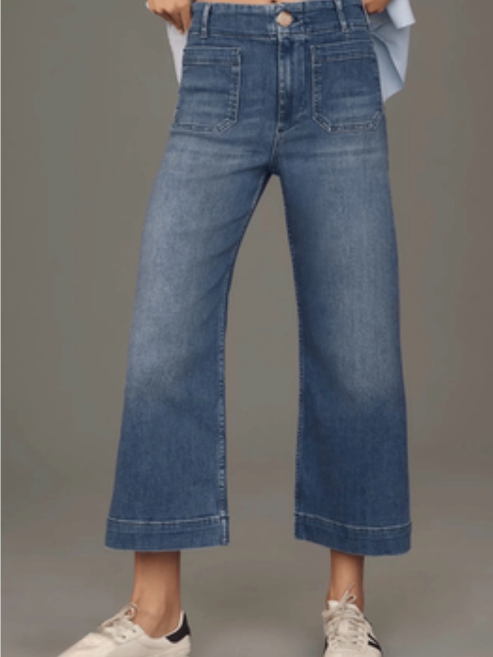 Anthropologie Maeve Colette Cropped Wide Leg Jeans 25 Medium Blue
